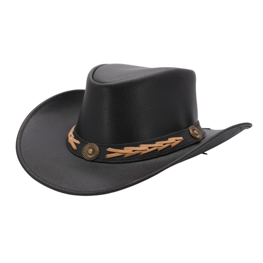 4571 Premium Australian Style Leather Cowboy Hat | Shapeable Outback